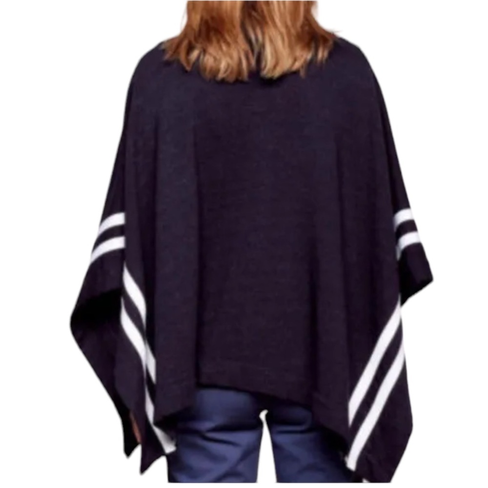 SUNDRY Anthropologie Women's  Cowl Neck Striped Poncho ONE SIZE NWOT - Picture 3 of 11